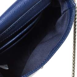 Pre Owned Furla Navy Blue Leather Micro Metropolis Shoulder Bag