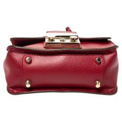 Pre Owned Furla Red Leather Mini Metropolis Chain Crossbody Bag