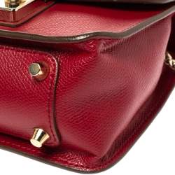 Pre Owned Furla Red Leather Mini Metropolis Chain Crossbody Bag