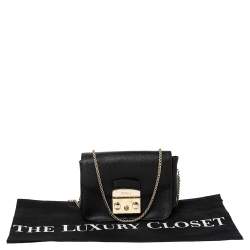 Furla Black Leather Mini Metropolis Chain Crossbody Bag