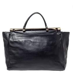 Furla Black/Blue Leather Cortina Top Handle Bag
