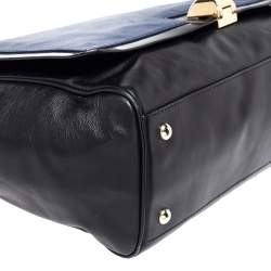 Furla Black/Blue Leather Cortina Top Handle Bag