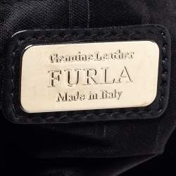 Furla Black/Blue Leather Cortina Top Handle Bag
