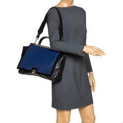 Furla Black/Blue Leather Cortina Top Handle Bag