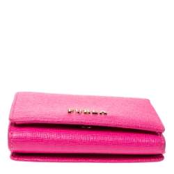 Pre Owned Furla Pink Leather Babylon Trifold Wallet