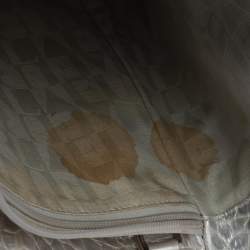 Pre Owned Furla Silver Croc Embossed Leather Tote