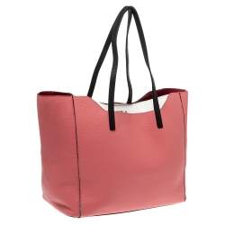 Furla Coral Orange/White Soft Leather Snap Tote
