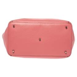 Furla Coral Orange/White Soft Leather Snap Tote