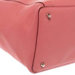 Furla Coral Orange/White Soft Leather Snap Tote