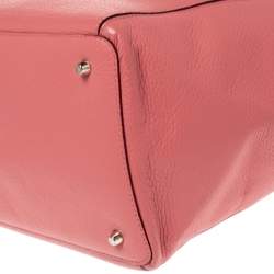 Furla Coral Orange/White Soft Leather Snap Tote