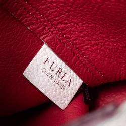 Furla Coral Orange/White Soft Leather Snap Tote