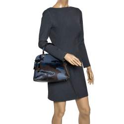 Pre Owned Furla Multicolor Camo Leather Piper Dome Satchel