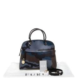 Pre Owned Furla Multicolor Camo Leather Piper Dome Satchel