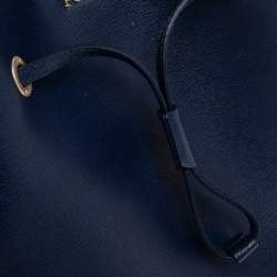 Pre Owned Furla Blue Leather Stacy Drawstring Bucket Bag