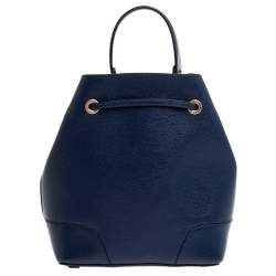 Pre Owned Furla Blue Leather Stacy Drawstring Bucket Bag