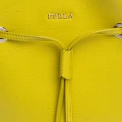 Pre Owned Furla Yellow Leather Stacy Drawstring Bucket Bag