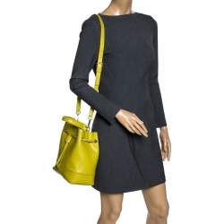 Pre Owned Furla Yellow Leather Stacy Drawstring Bucket Bag