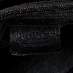 Pre Owned Furla Black Croc Embossed Leather Tote