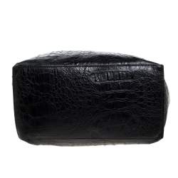 Pre Owned Furla Black Croc Embossed Leather Tote
