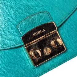 Pre Owned Furla Turquoise Leather Metropolis Shoulder Bag