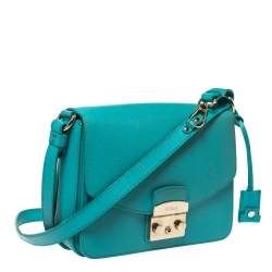Pre Owned Furla Turquoise Leather Metropolis Shoulder Bag