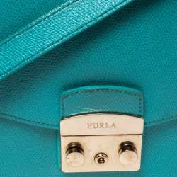 Pre Owned Furla Turquoise Leather Metropolis Shoulder Bag