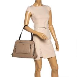 Pre Owned Furla Beige Leather Front Pocket Satchel