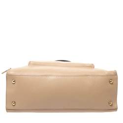 Pre Owned Furla Beige Leather Front Pocket Satchel