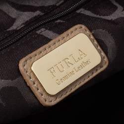 Pre Owned Furla Beige Leather Front Pocket Satchel