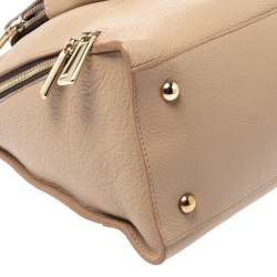 Pre Owned Furla Beige Leather Front Pocket Satchel