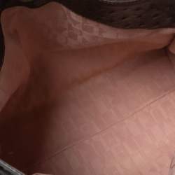 Pre Owned حقيبة يد فورلا غريتا كبيرة جلد نقش نعام بنية