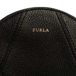 Furla Black Leather Mini Perla Round Crossbody Bag