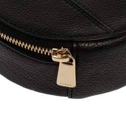 Furla Black Leather Mini Perla Round Crossbody Bag