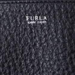 Pre Owned Furla Black Leather Drawstring Bucket Bag