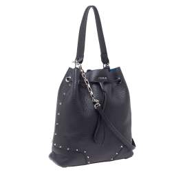 Pre Owned Furla Black Leather Drawstring Bucket Bag