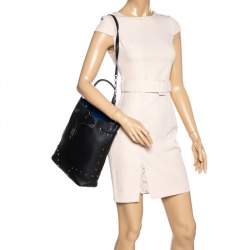 Pre Owned Furla Black Leather Drawstring Bucket Bag