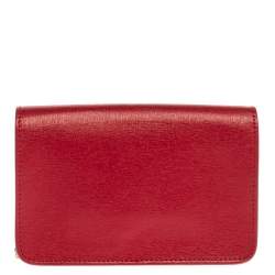 Pre Owned Furla Red Leather Mini Metropolis Chain Crossbody Bag