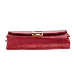 Pre Owned Furla Red Leather Mini Metropolis Chain Crossbody Bag