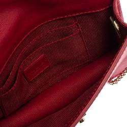 Pre Owned Furla Red Leather Mini Metropolis Chain Crossbody Bag