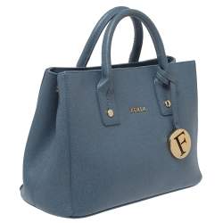 Pre Owned Furla Dark Grey Leather Small Linda Tote