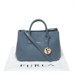 Pre Owned Furla Dark Grey Leather Small Linda Tote