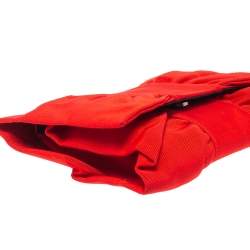 Pre Owned Furla Red Canvas Bow Clutch