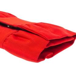 Pre Owned Furla Red Canvas Bow Clutch