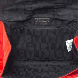 Pre Owned Furla Red Canvas Bow Clutch