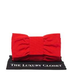 Pre Owned Furla Red Canvas Bow Clutch