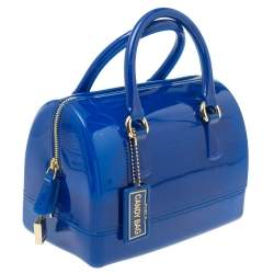مملوكة مسبق ًا Furla Blue Glossy Rubber Mini Candy Satchel