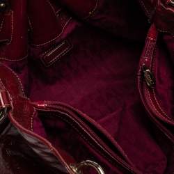 Pre Owned Furla Dark Magenta Patent Leather Ninfea Shoulder Bag