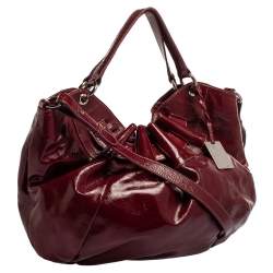 Pre Owned Furla Dark Magenta Patent Leather Ninfea Shoulder Bag