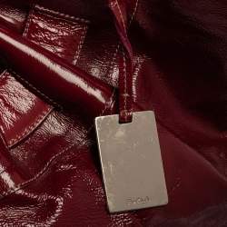 Pre Owned Furla Dark Magenta Patent Leather Ninfea Shoulder Bag