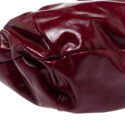 Pre Owned Furla Dark Magenta Patent Leather Ninfea Shoulder Bag
